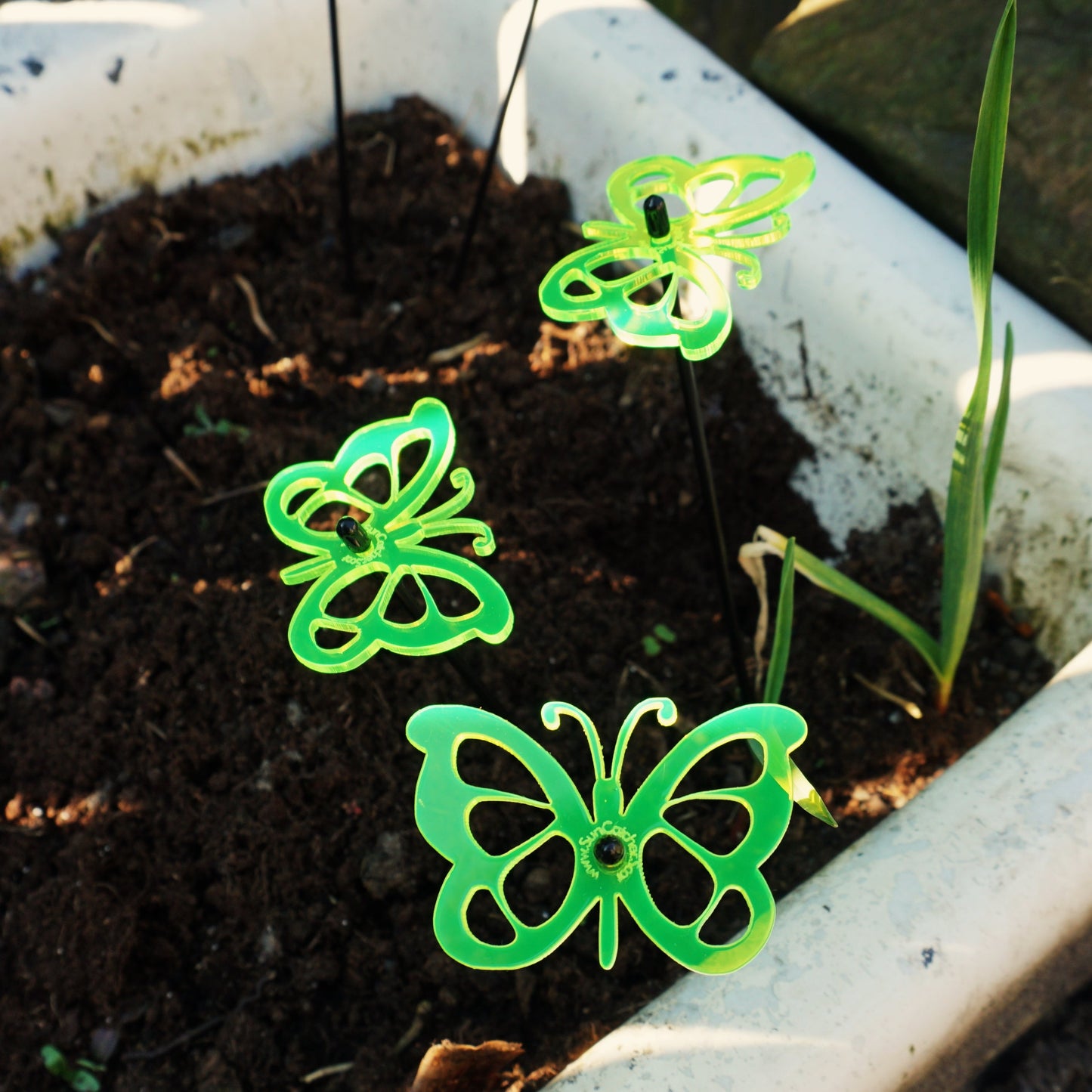 Small Garden Décor Ornaments Set of 3 'Comma Butterfly'