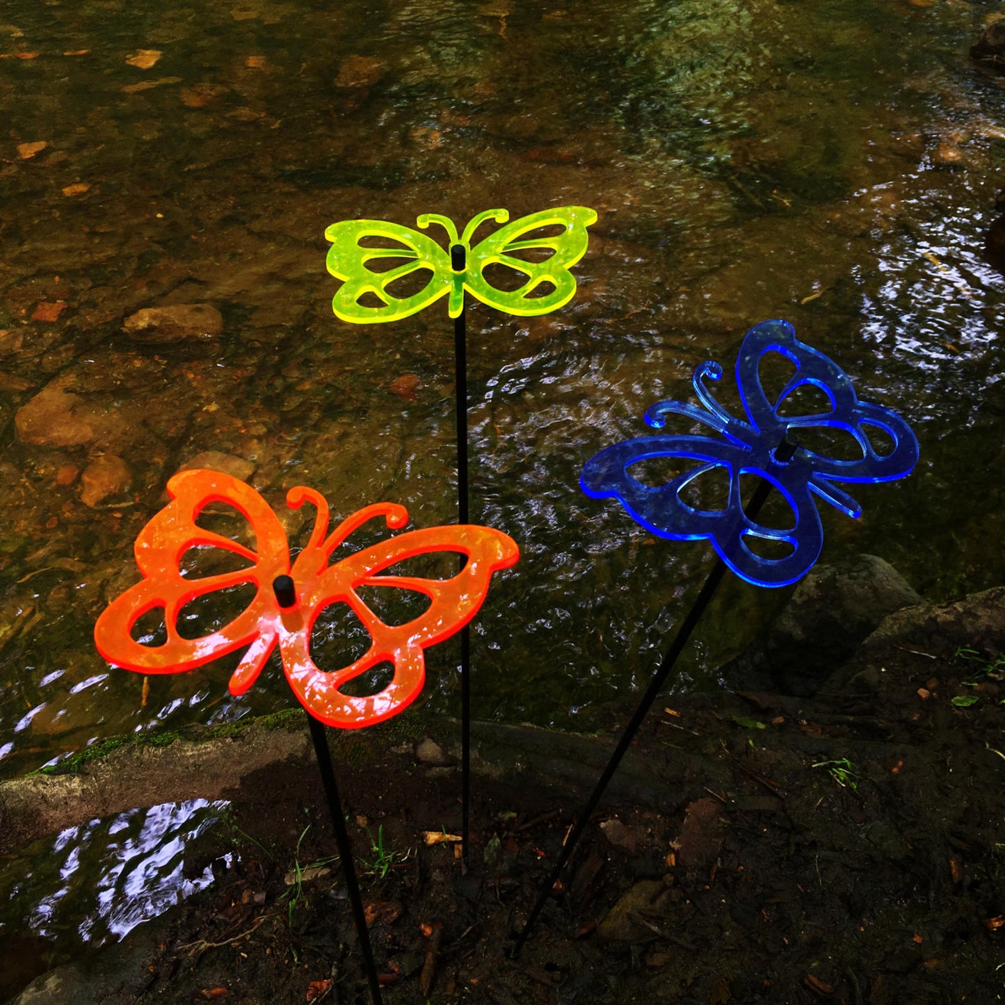Large Garden Décor Ornaments Set of 3 'Comma Butterflies'