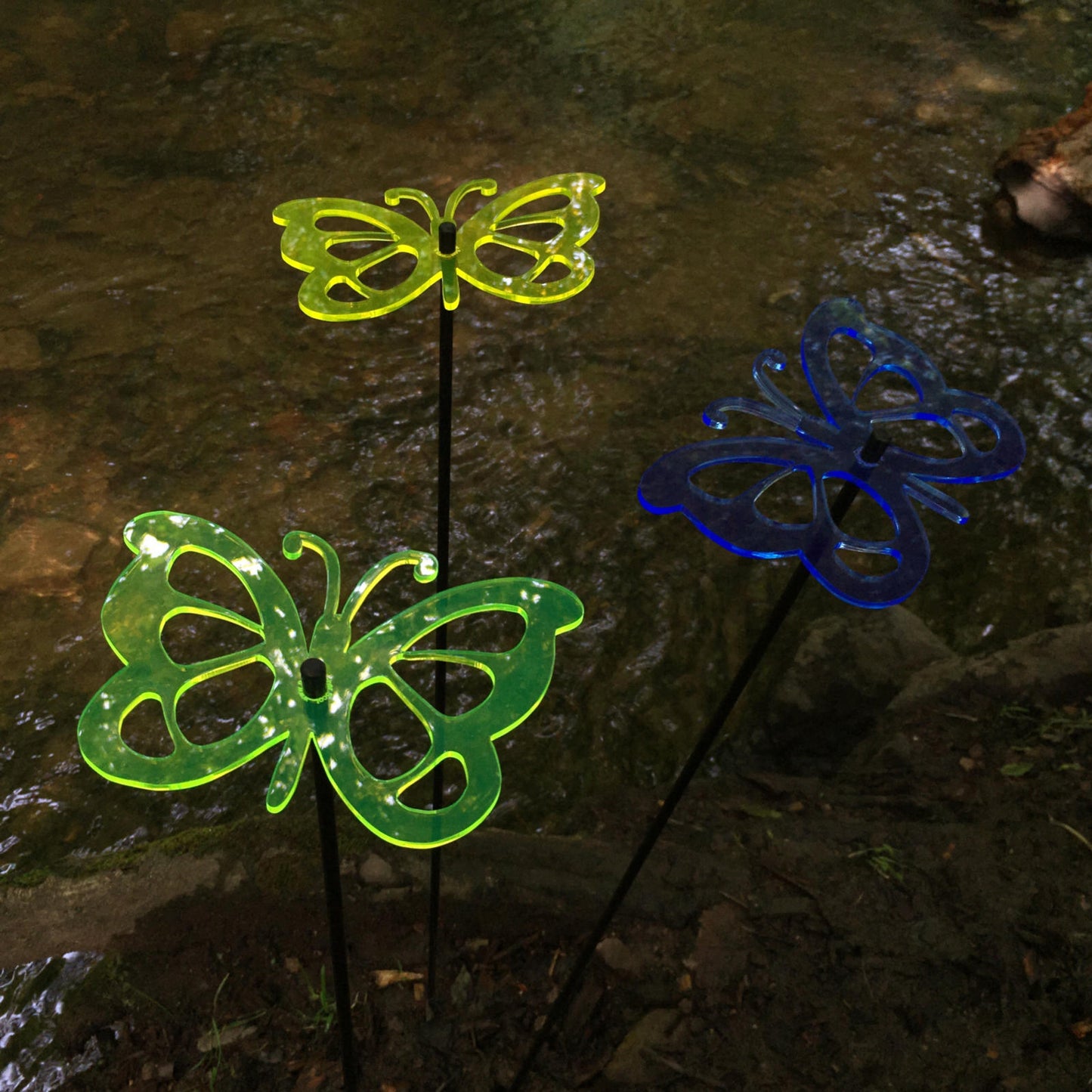 Large Garden Décor Ornaments Set of 3 'Comma Butterflies'