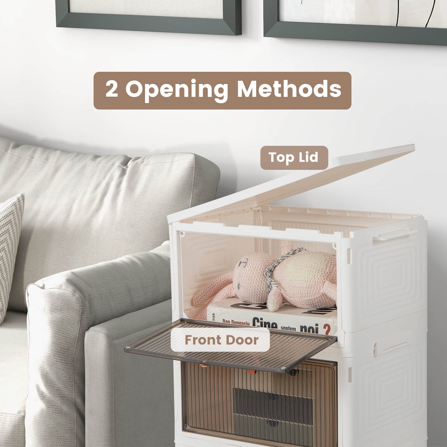 3/4/6-Tier Stackable Shoe Storage Box with Lockable Wheels-4-Tier