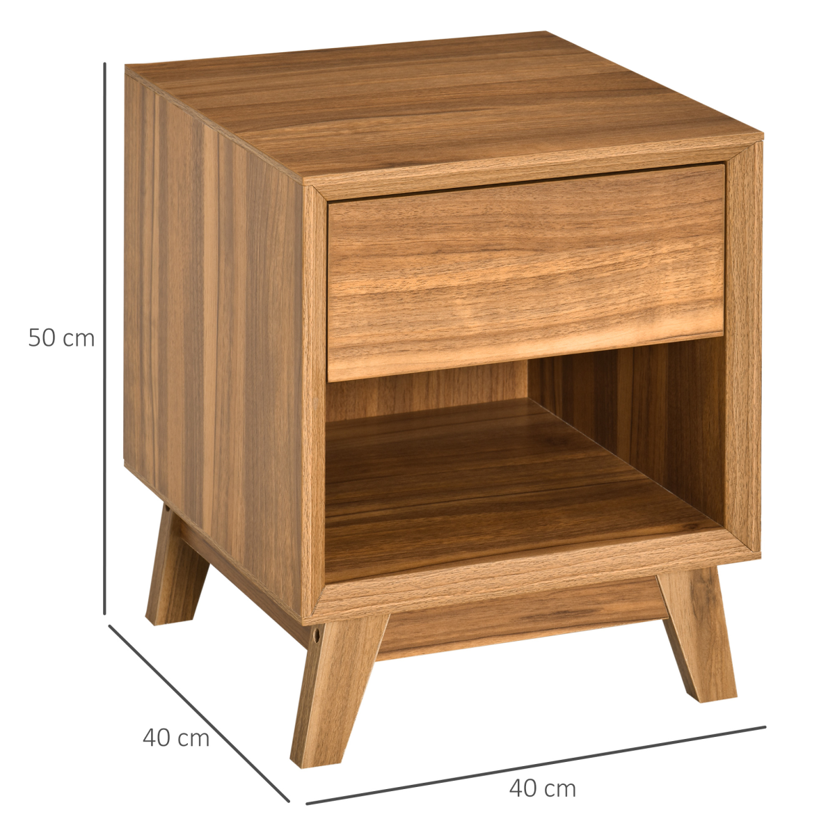 HOMCOM Bedside Table Storage Organizer Side Table  Drawer and Shelf Bedroom