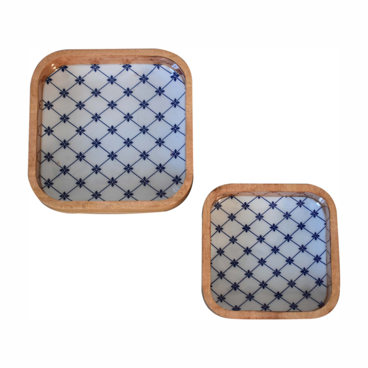 Artisan Furniture Serveware - Blue and White Square Bowl Set of 2
