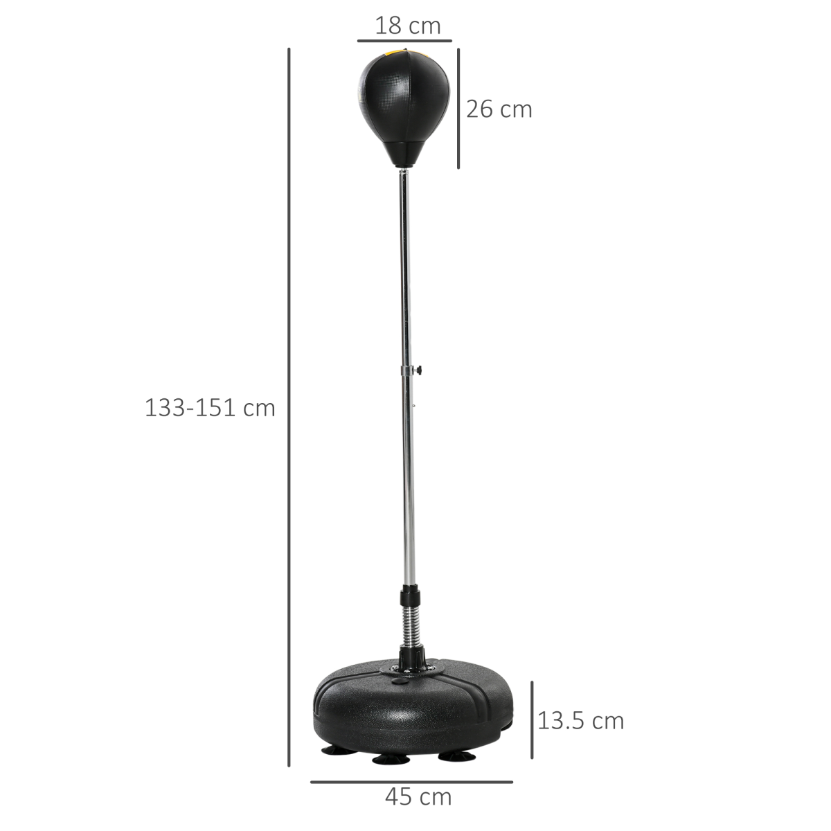 HOMCOM Punching Bag with Stand Boxing Bag Set with Adjustable Height Black, Gold