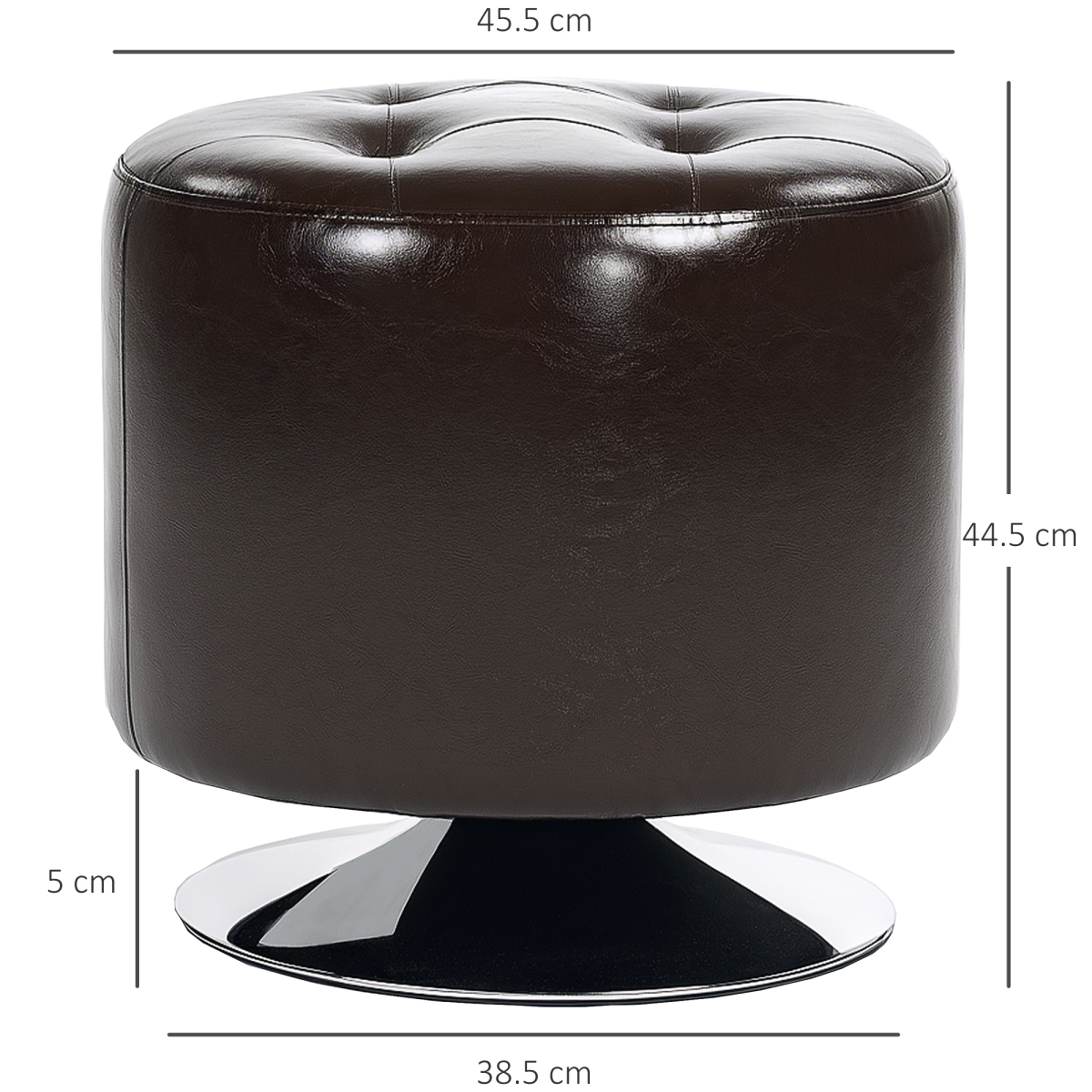 HOMCOM 360° Swivel Foot Stool PU Footstool with Thick Padding Brown