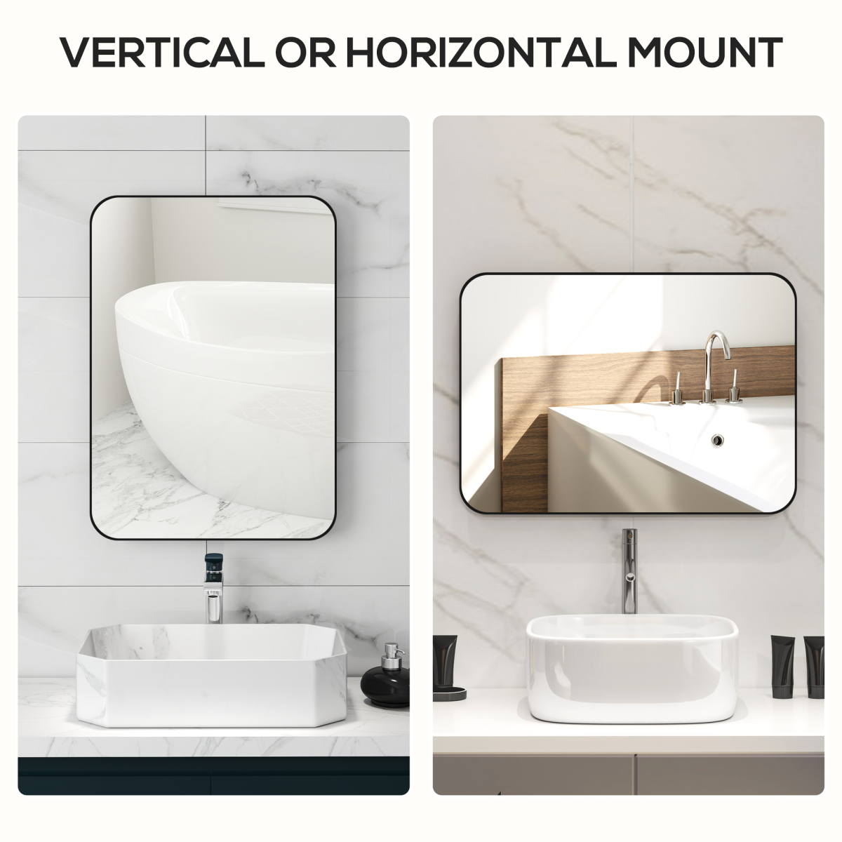 HOMCOM Rectangle Mirror, Wall Mirror with Steel Frame for Bathroom