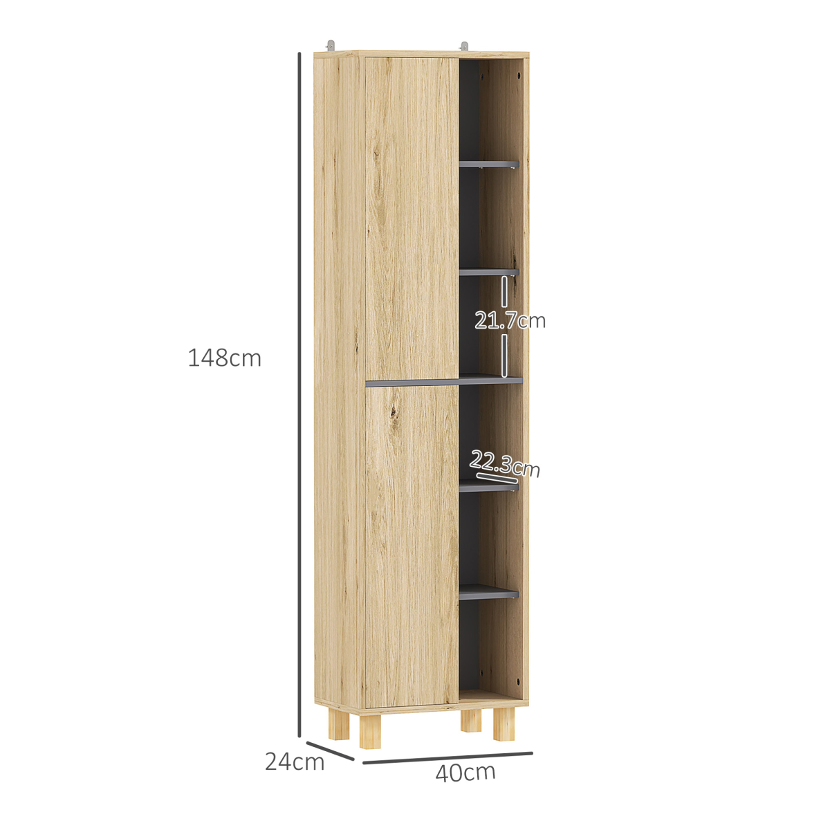 HOMCOM Bathroom Storage Unit with 6 Open Compartments and 6 Shelves