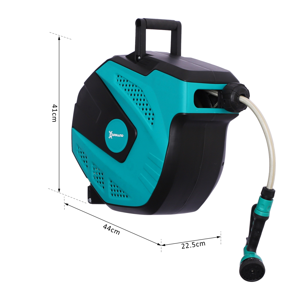 DURHAND 15 m Water Hose Reel-Black/Green