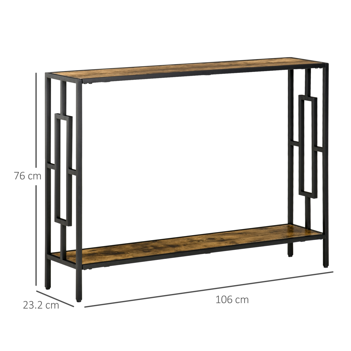 Industrial Console Table Desk with Metal Frame Rustic Brown Black