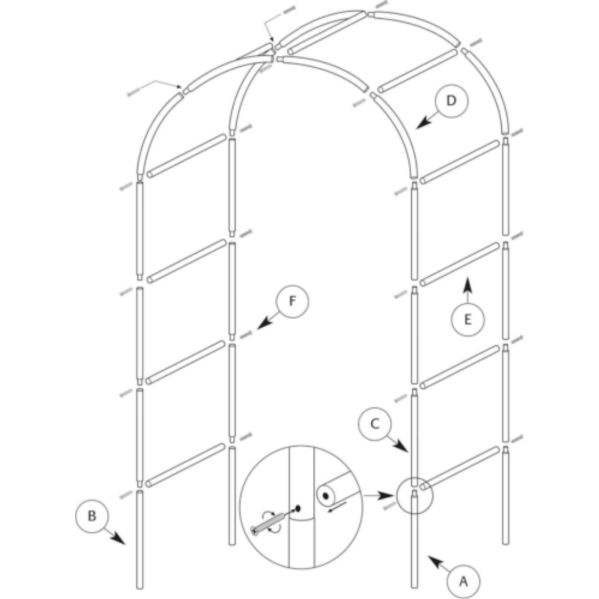 7.9FT Garden Arch Trellis Arched Balloon Climbing Plant Metal Tubular Archway