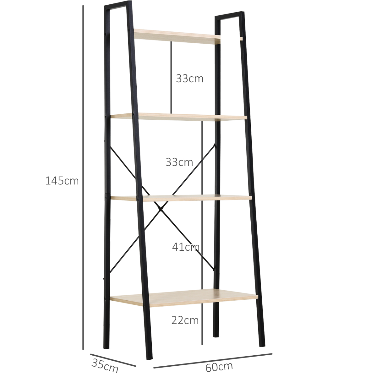 4-Tier Minimalistic Ladder Shelf Unit Steel Frame Home Display Storage