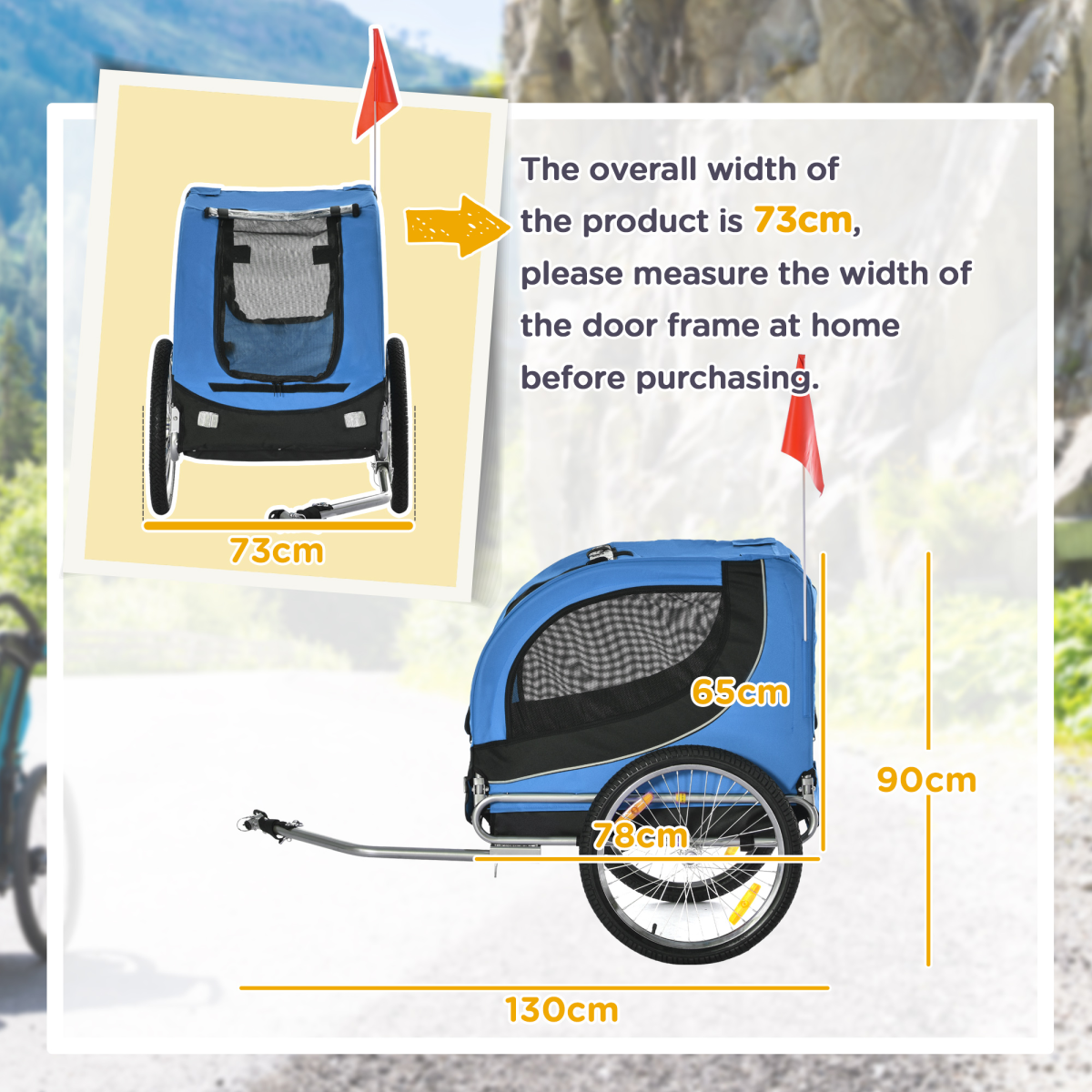 Dog Bike Trailer Pet Cat Carrier for Small Medium Puppy Travel Black and Blue