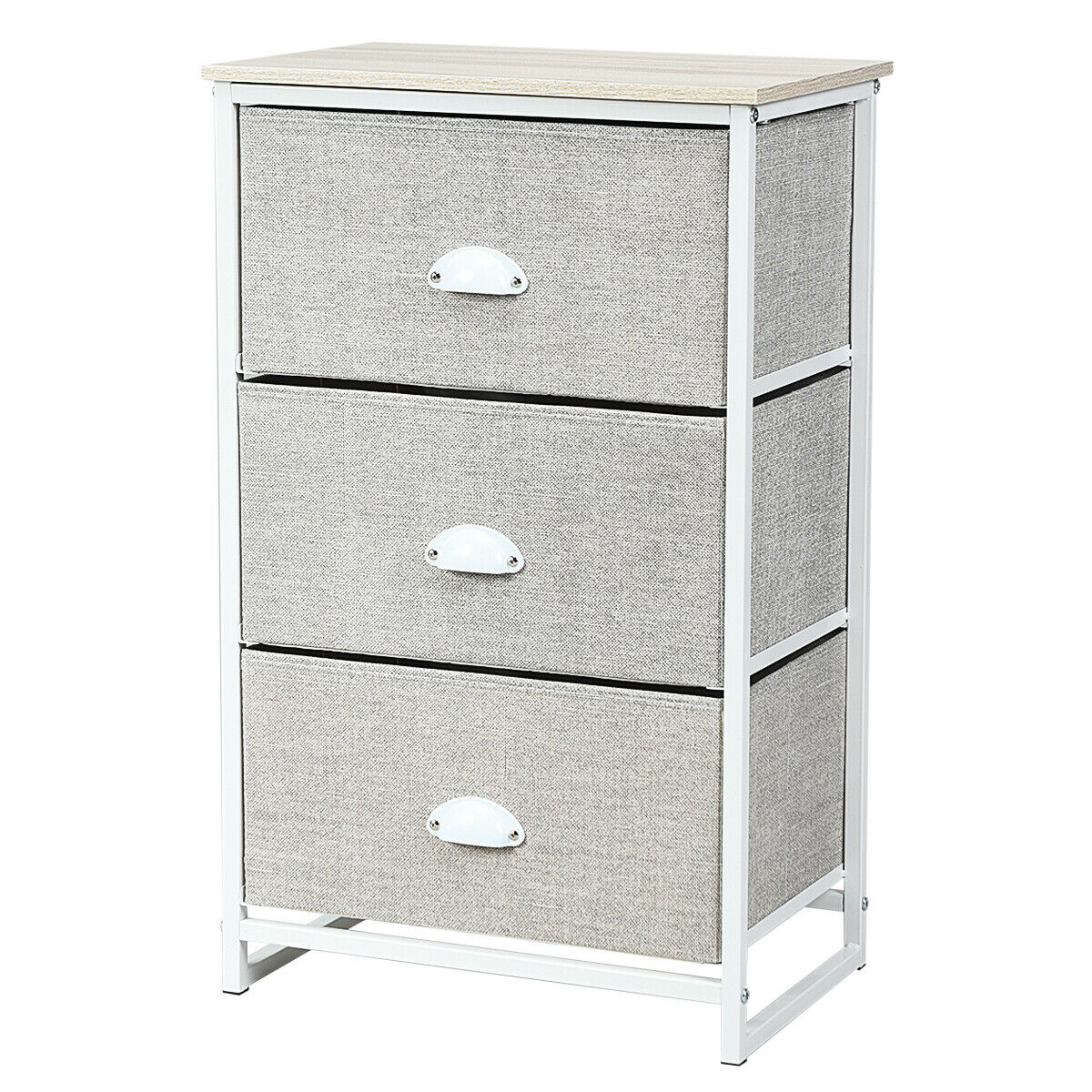 3/4 Fabric Nightstand Bedside Storage Cabinet Folding Drawers-4-Tier-Black