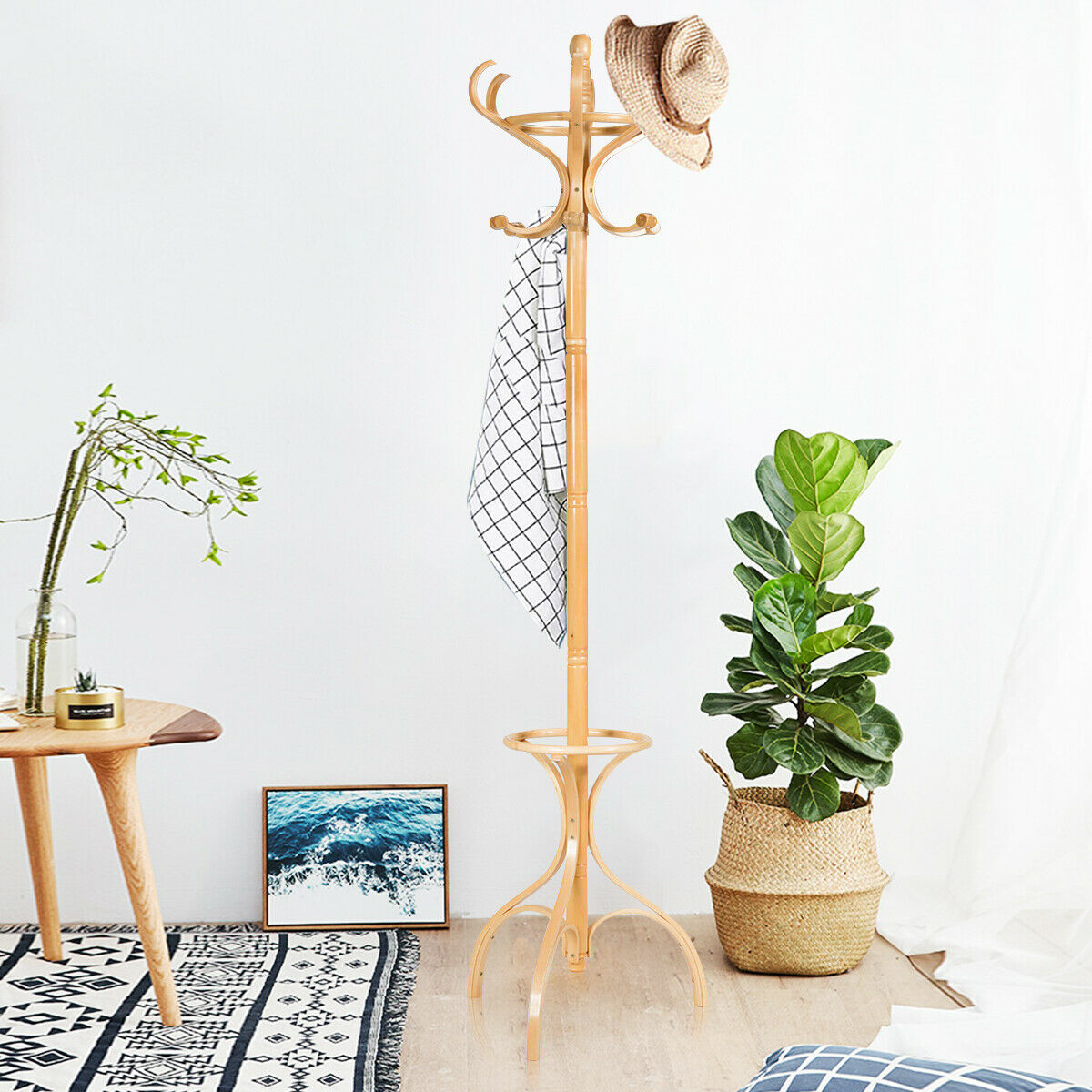 Wooden Coat and Hat Stand-Black