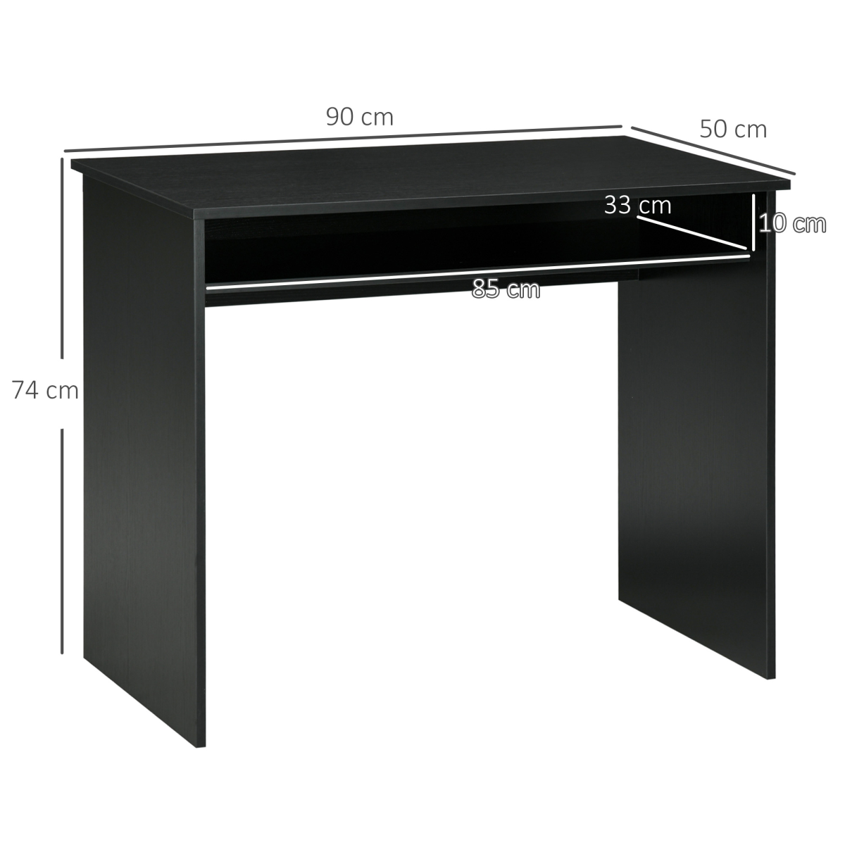 Workstation, 50Lx90Wx74H cm-Black