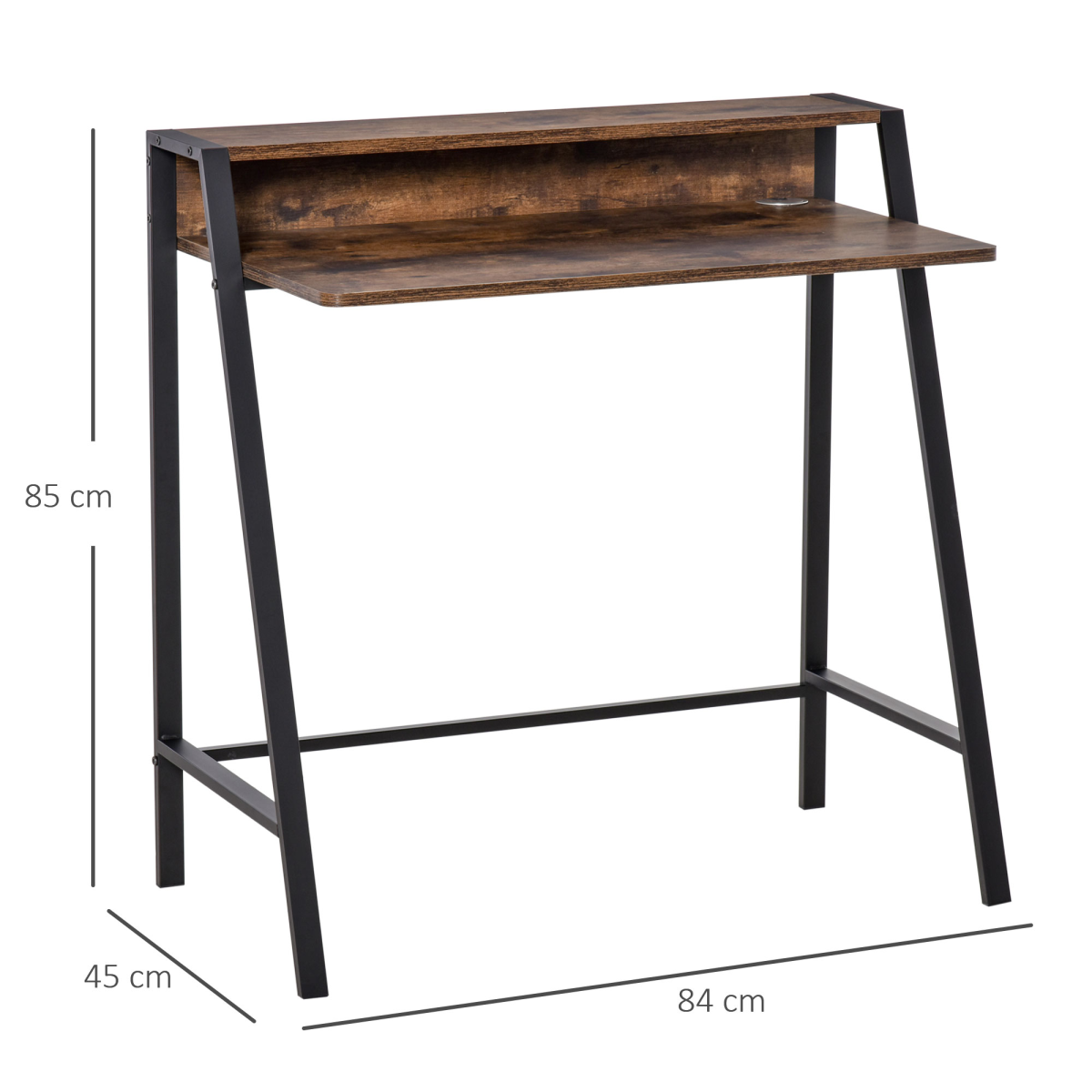 Office PC Workstation Storage Shelf Color Rustic Brown Metal Frame