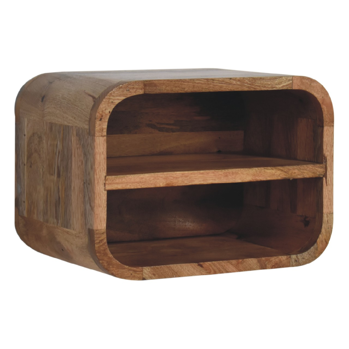 Artisan Furniture Solid Wood Oak-ish Floating Open Curve Bedside