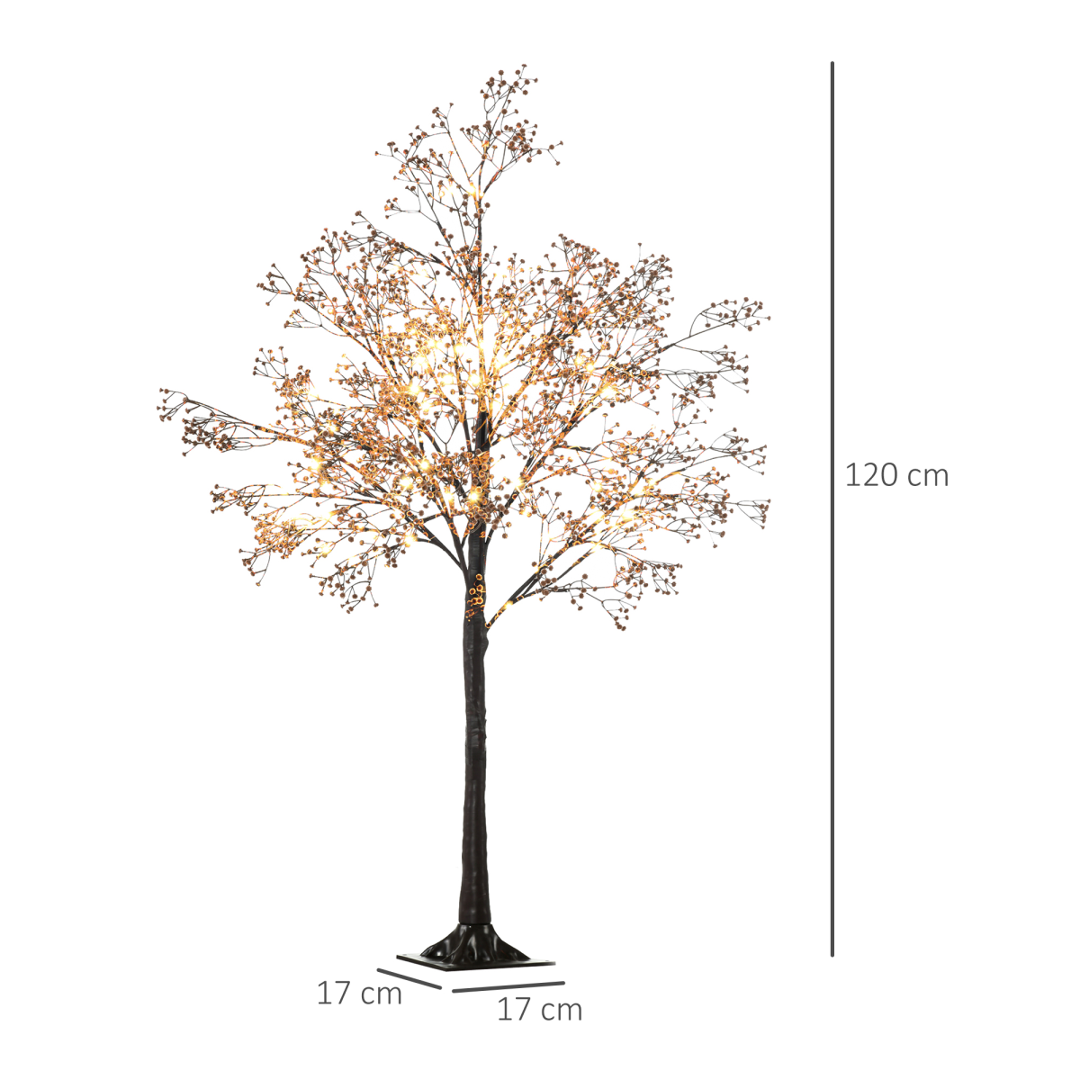 HOMCOM 4ft Artificial Tree with Warm White LED Lights, Baby Breath Flowers