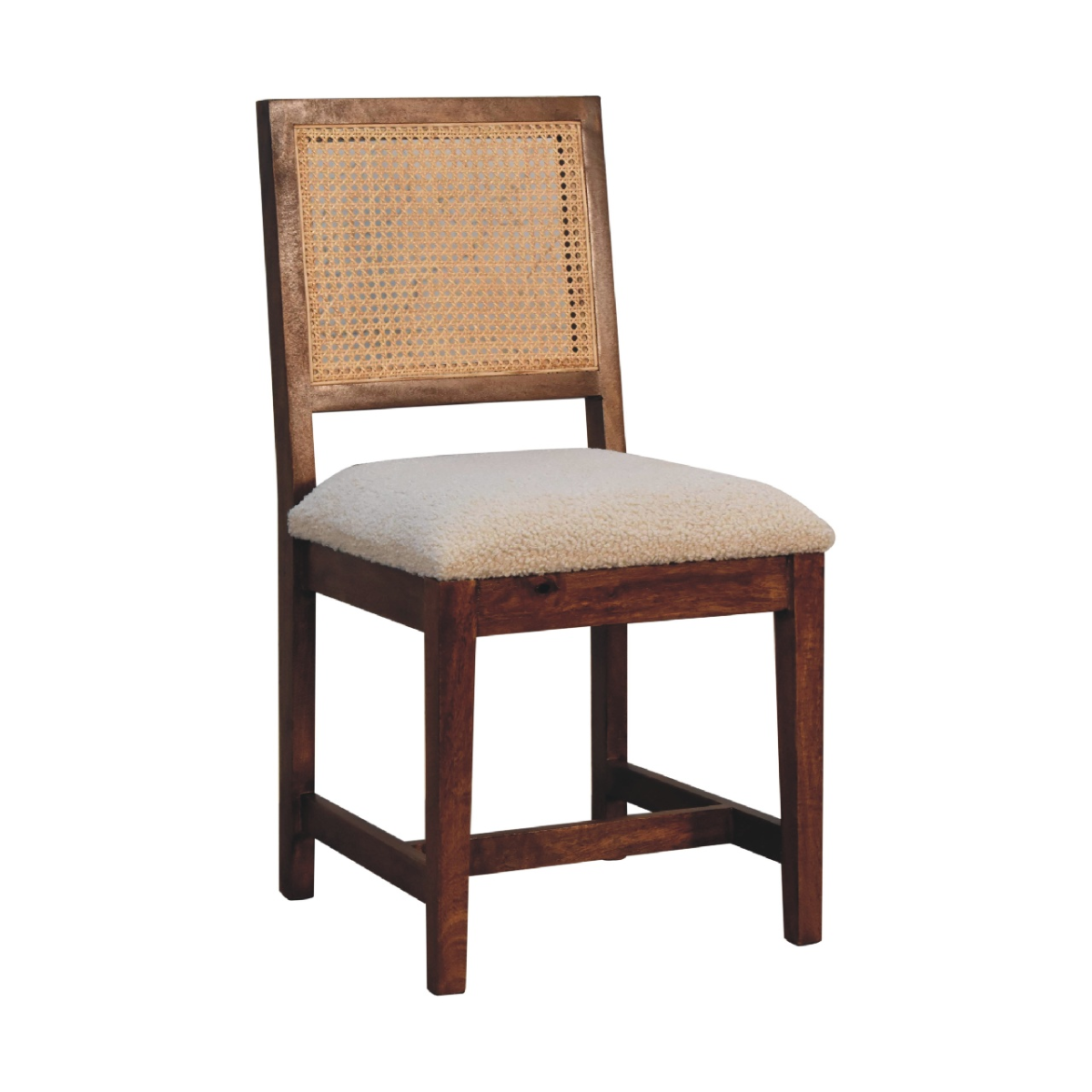 Artisan Furniture Solid Wood Cream Boucle Rattan Chair