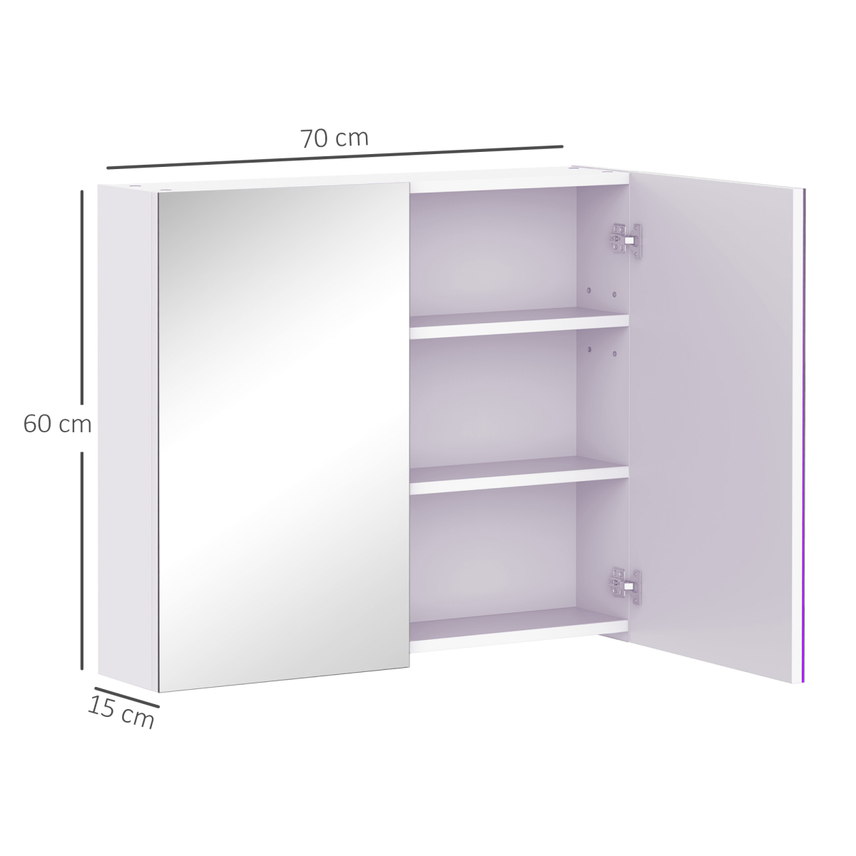 HOMCOM Wall Mounted Bathroom Mirror Storage Cabinet w/ Door Adjustable Shelf