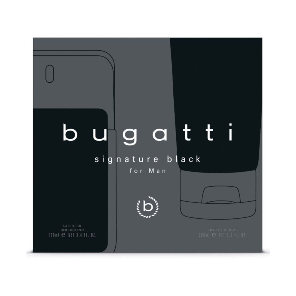 Bugatti Signature Black For Men Gift Set (Eau De Toilette Spray 100ml  Shower Gel 200ml)