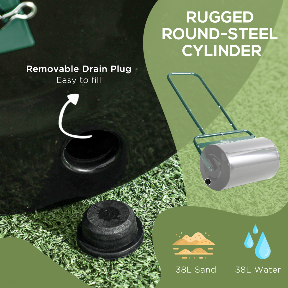 Outsunny Combination Push w/ 38L Sand or Water Garden Dark Green