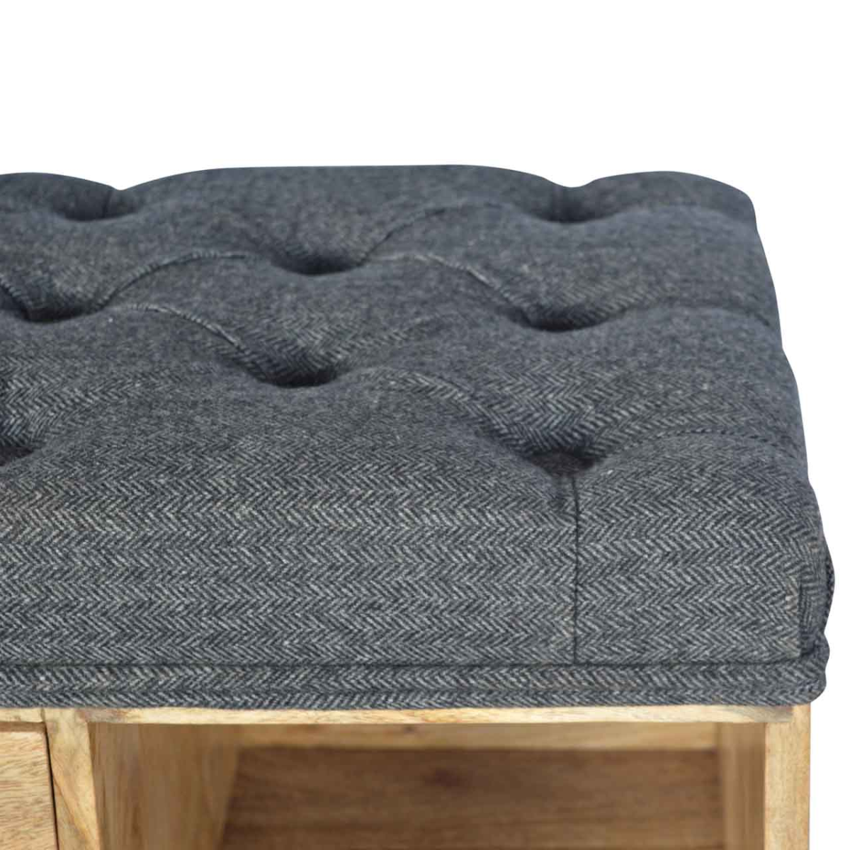 Artisan Furniture Solid Wood Black Tweed 1 Drawer Bench