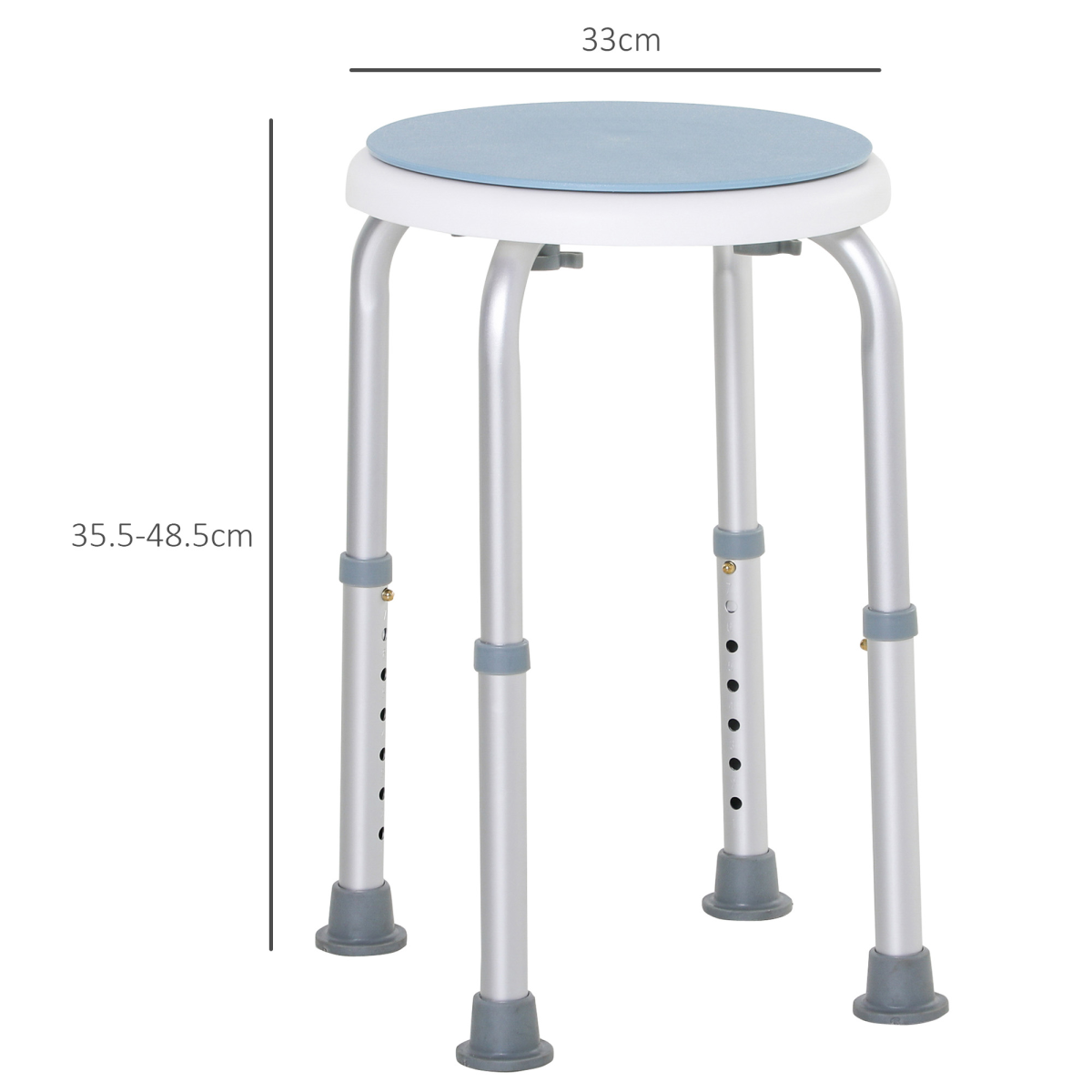 360 Degree Swivel Seat Bath Shower Stool Adjustable Height Aluminium HOMCOM