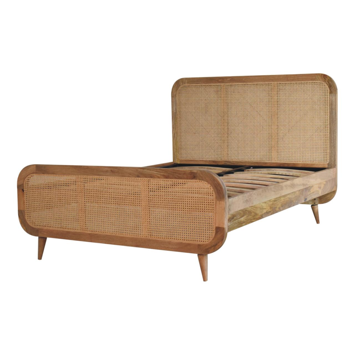 Artisan Furniture Solid Wood Rattan Bed, Beige