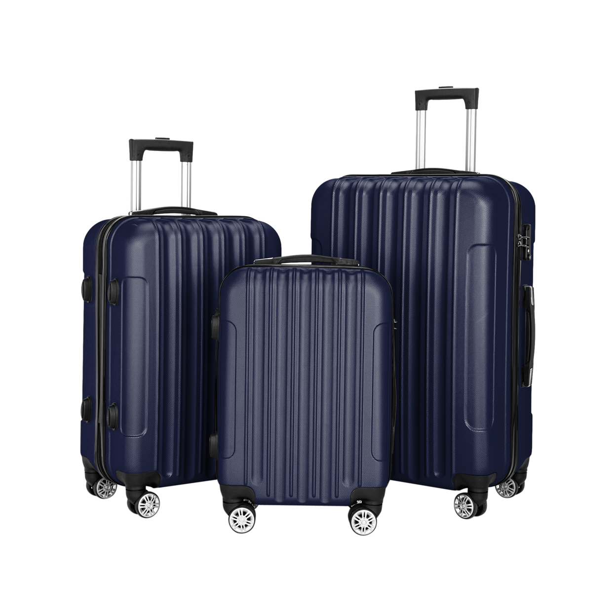 3 Pcs Suitcase Lightweight ABS Carry-on Hand Luggage 4 Spinner Wheels Trolley Case