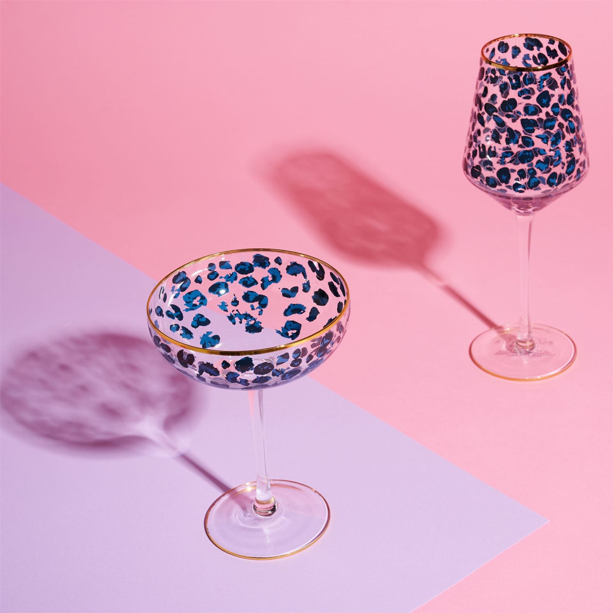 Frida Set of 2 Leopard Print Cocktail Glasses