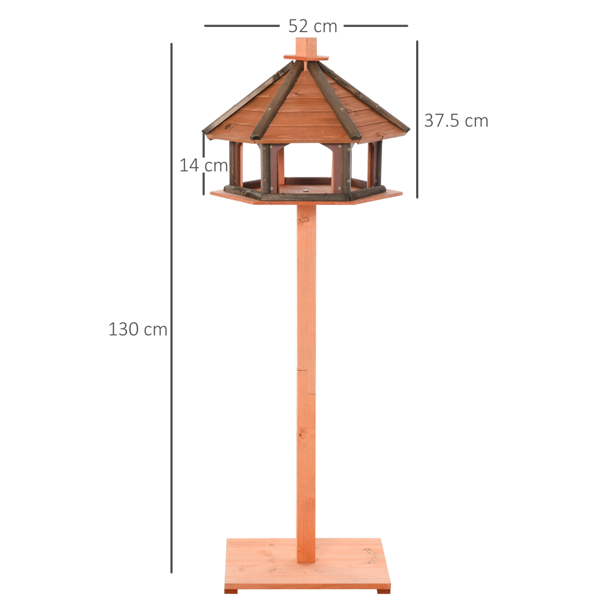 Wooden Bird Feeder Wooden Bird Table Bird Feeder with Roof, Brown, 130cm