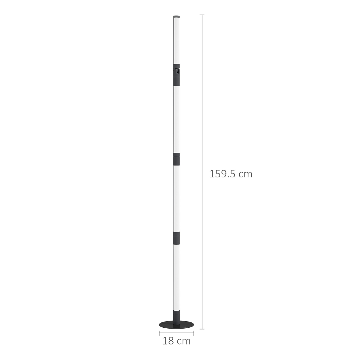 HOMCOM LED Floor Lamp, Corner Floor Lamp with App & Remote Control Dark Grey