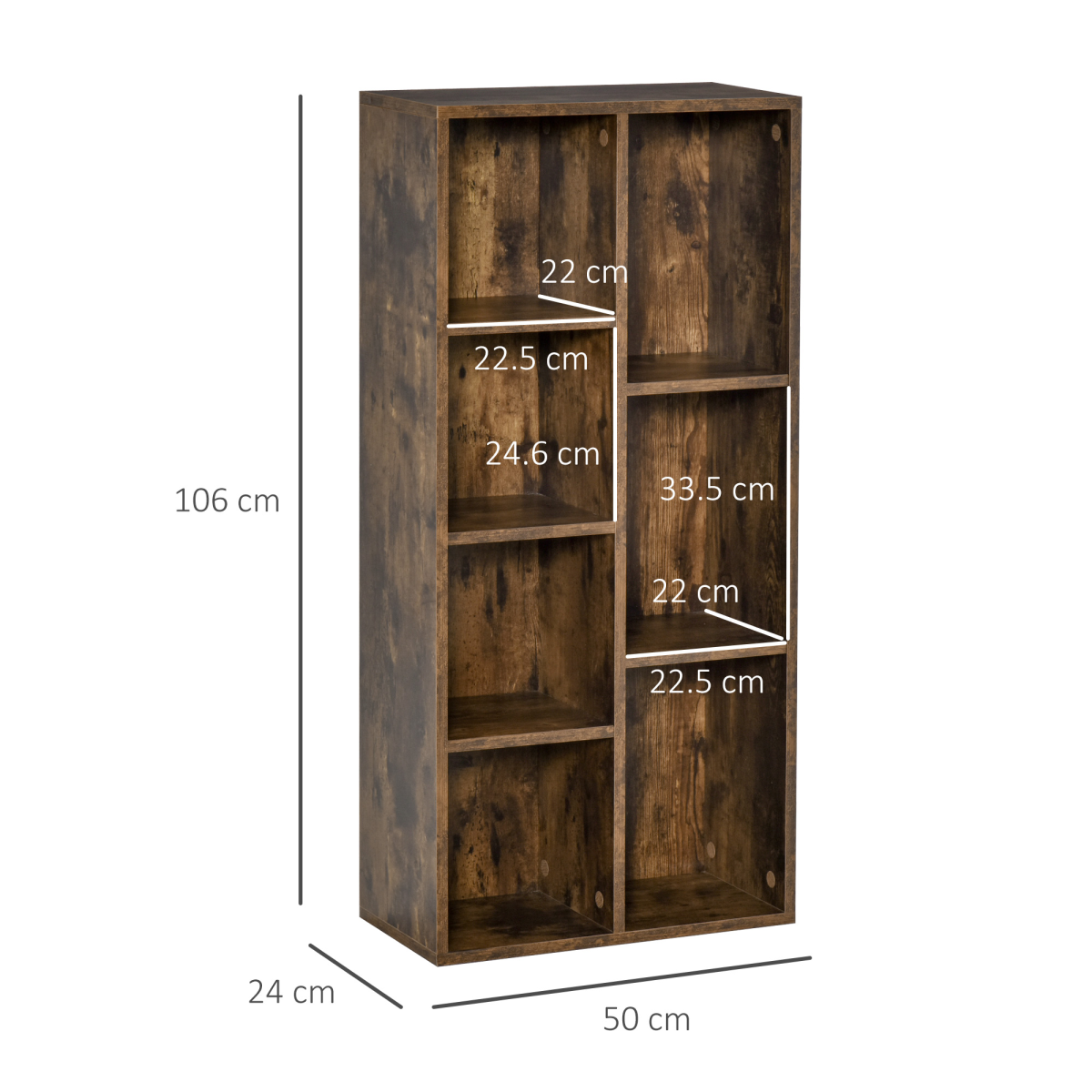 Bookcase IndustrialDisplay Cabinet Cube Storage Rustic Brown