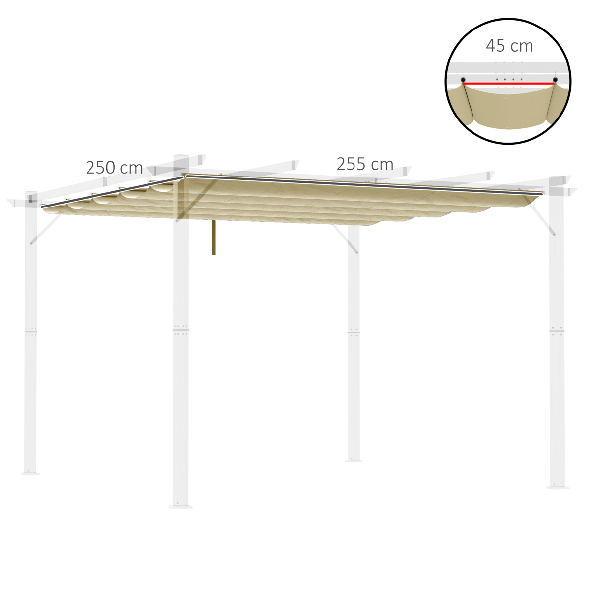 Outsunny Pergola Shade Cover Replacement Canopy for 3 x 3(m) Pergola, Beige
