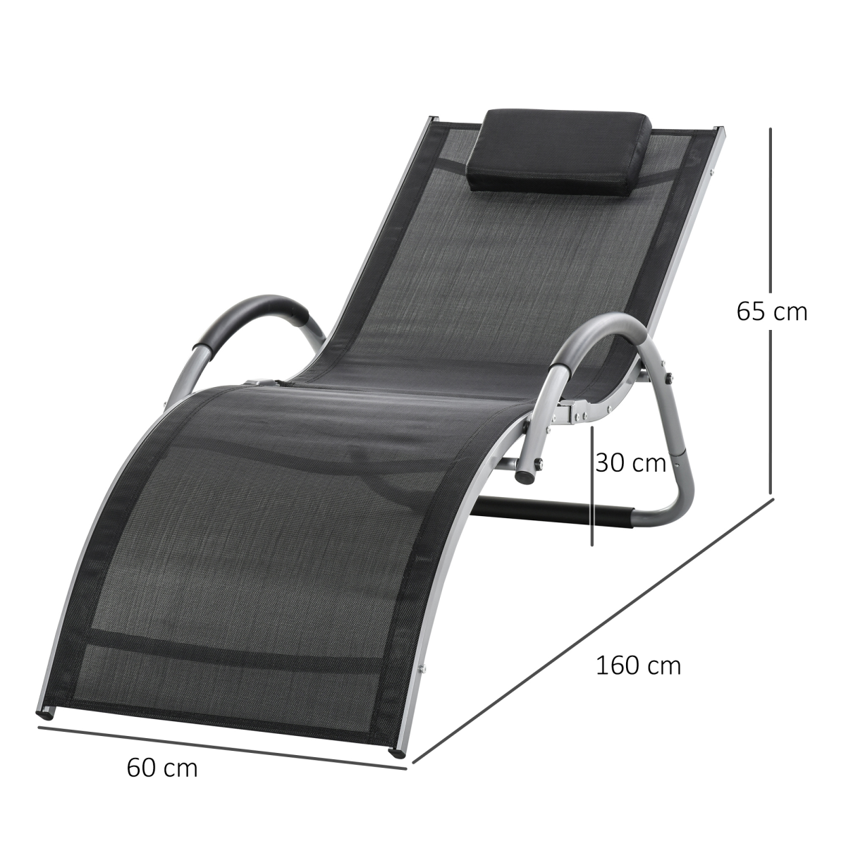Ergonomic Lounger Chair Removable Headrest Aluminium Black