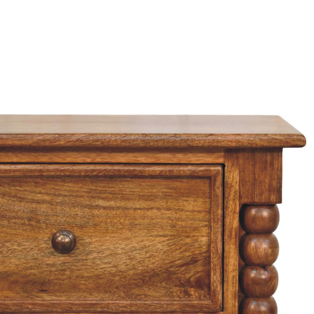 Artisan Furniture Solid Wood Spindle Leg Amber Oak Nightstand, 2 Drawers, Brown