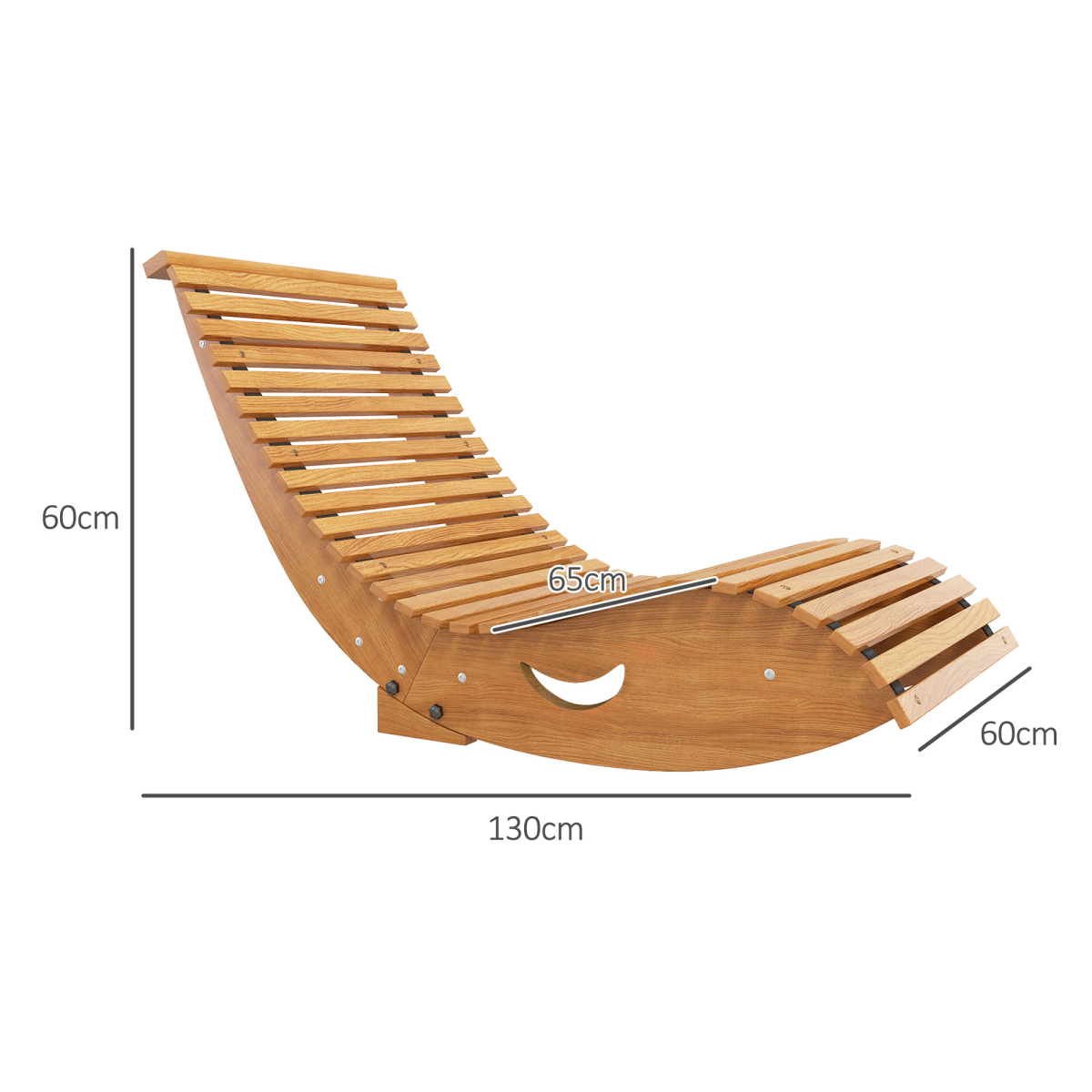 Outsunny Outdoor Rocking Chair w/ Slatted Seat, Wooden Rocking Chair, Teak