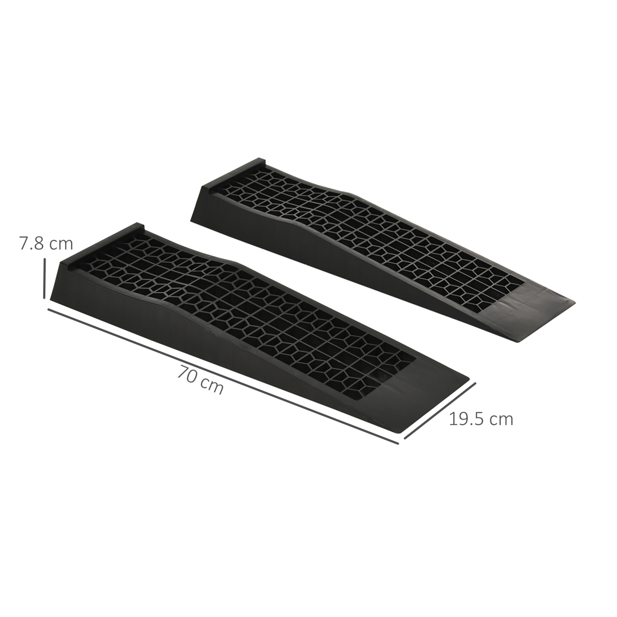 2 Pcs 70x20cm Thick Plastic Curb Ramps Anti-Slip Surface Tyre Friction HOMCOM