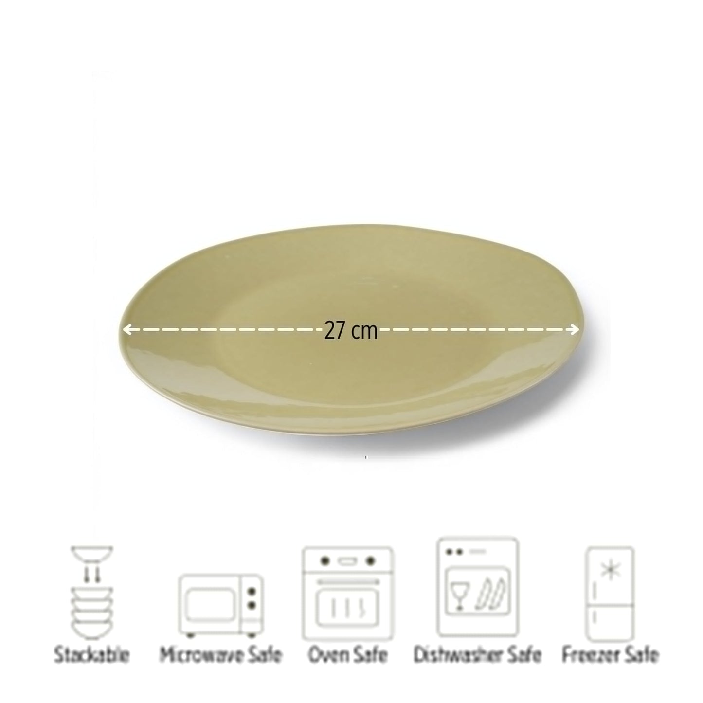 Porcelain Dinner Plate - Lindis Series, Moss Green - 27cm Diameter