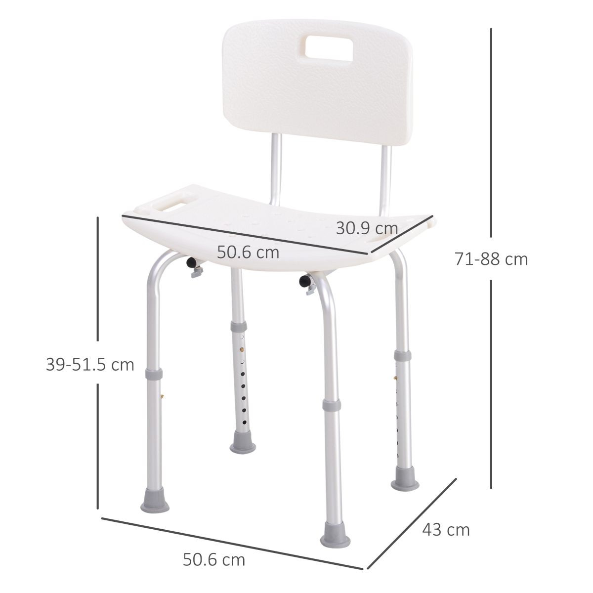 Bath Chair Shower Seat Safety Bathroom Elderly Aids Adjustable HOMCOM