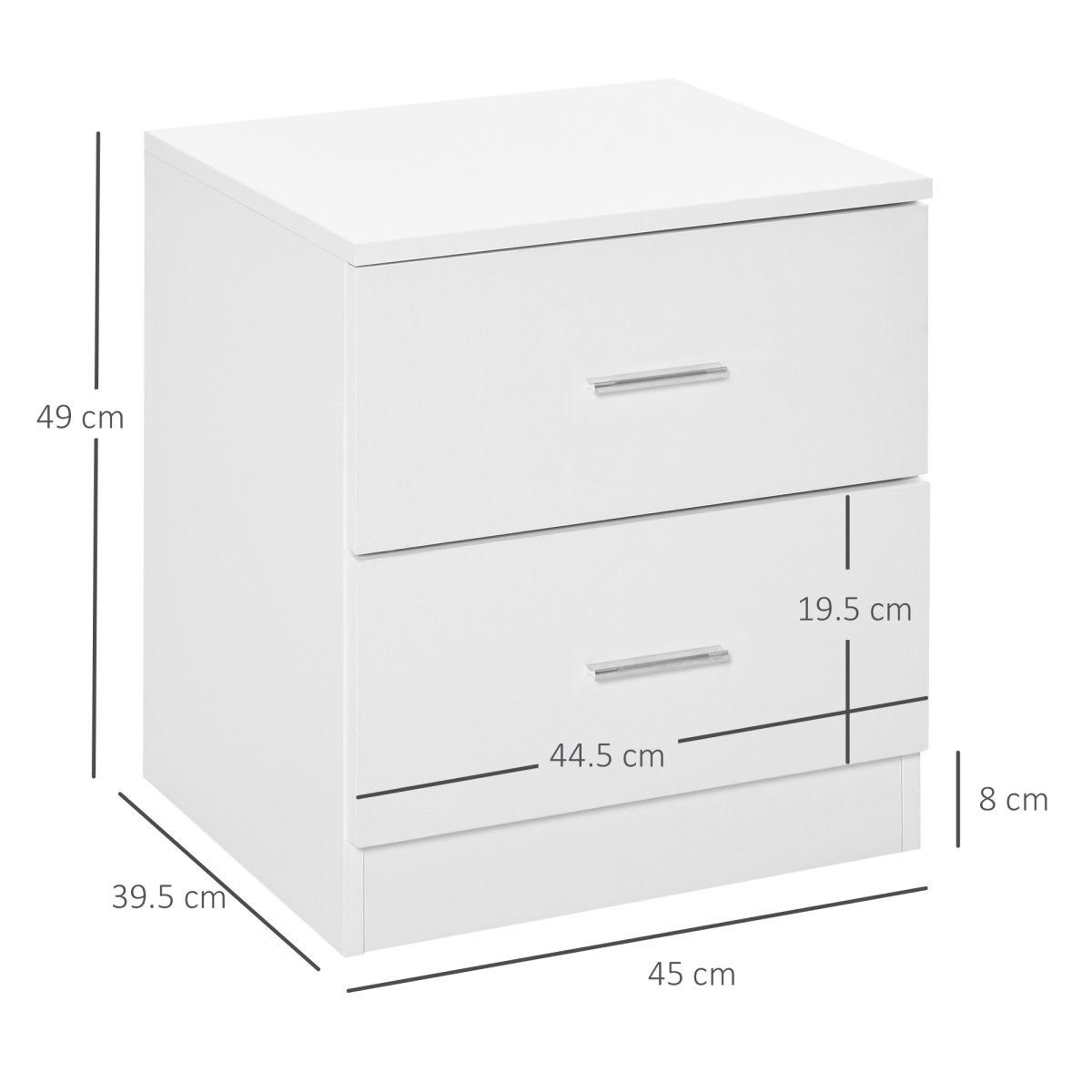 Bedside Table w/ 2 Drawers, Nightstand, Side Storage Cabinet Unit