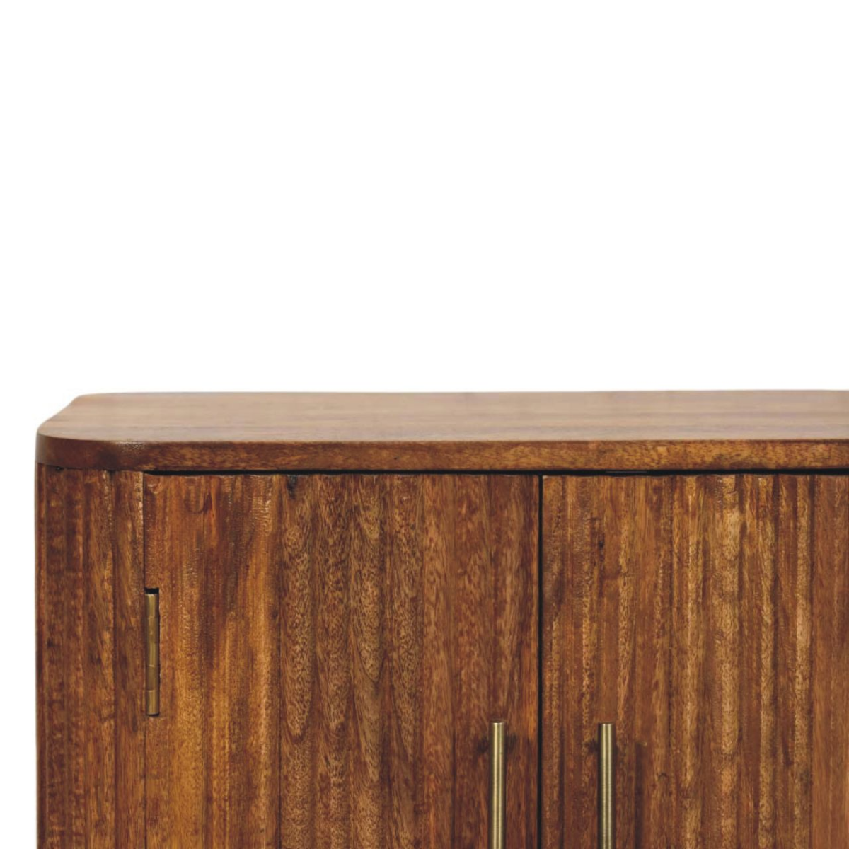 Artisan Furniture Solid Wood Solis Fluted Mini Sideboard, 2 Doors, 2 Shelves, Beige