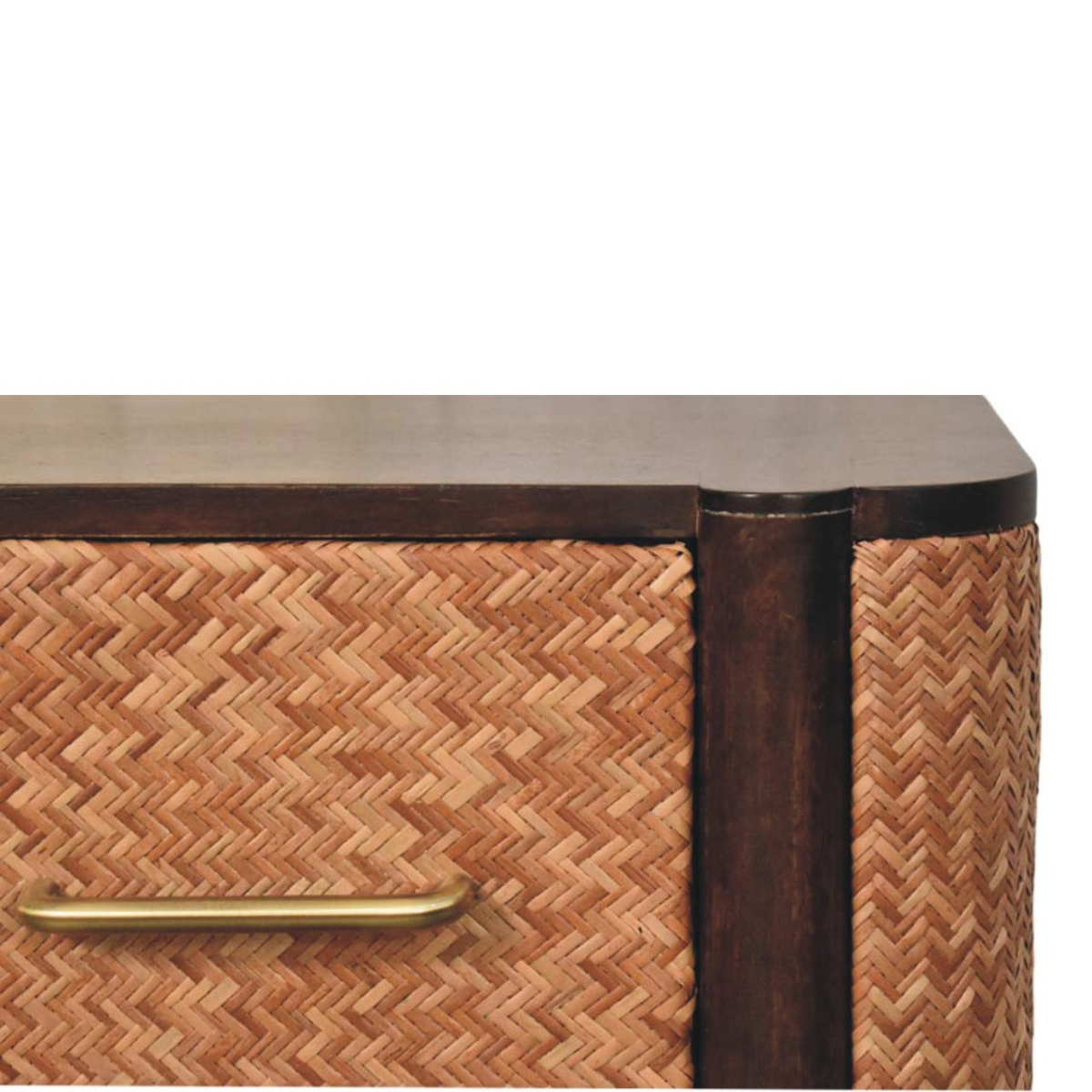 Artisan Furniture Solid Wood Havana Canefront Drawers, 2 Drawers, Dark Brown