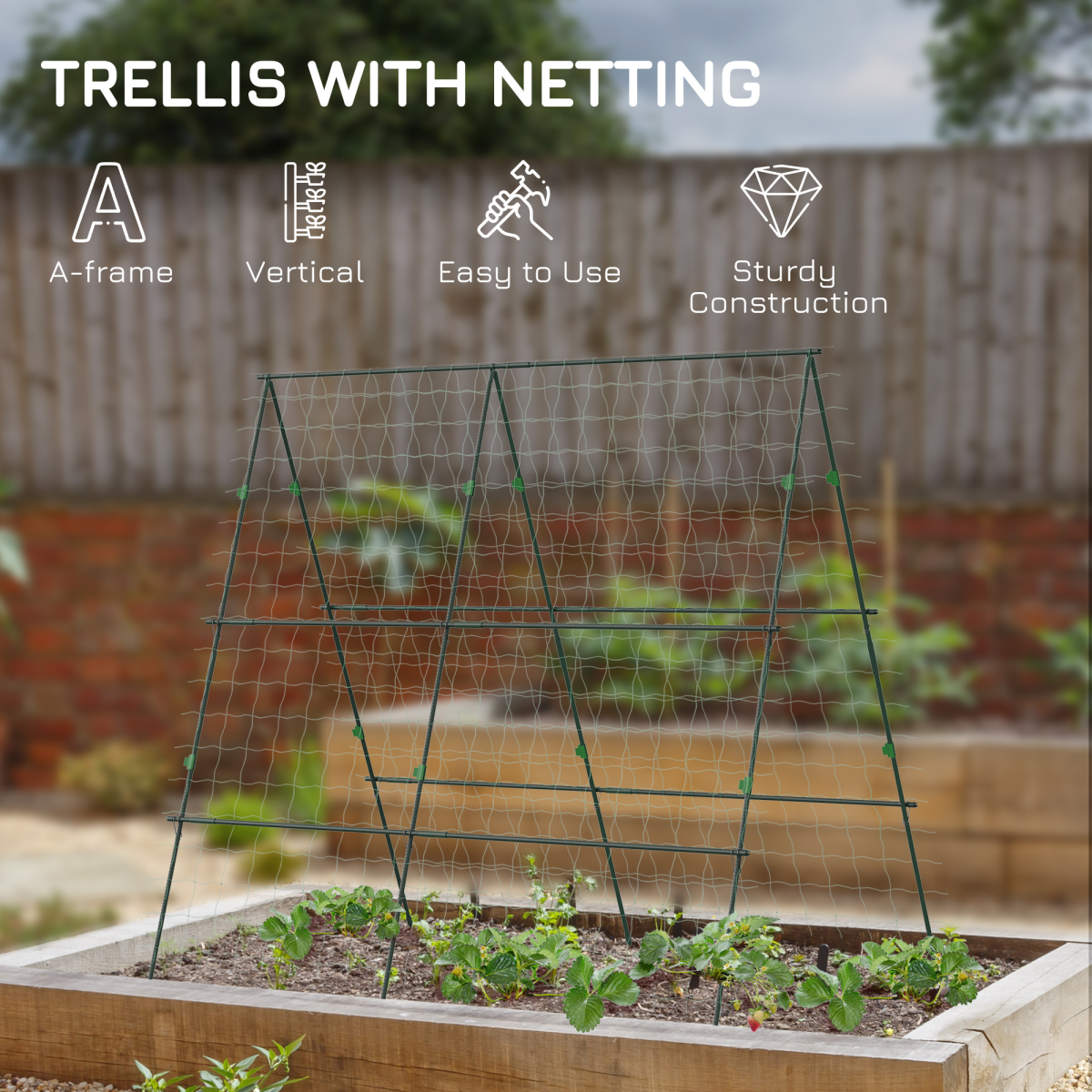 Outsunny A-Frame Trellis Plant Support for Vegetables, Flowers, Fruit