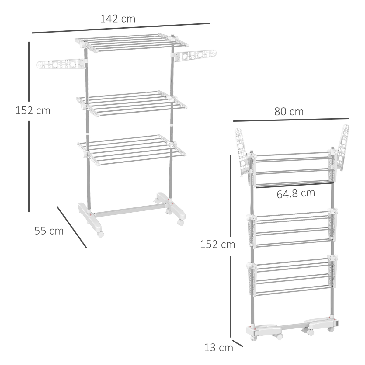 HOMCOM 3 Layer Folding Cloth Hanger Stand Towel Hanging Dryer Rack Holding Airer