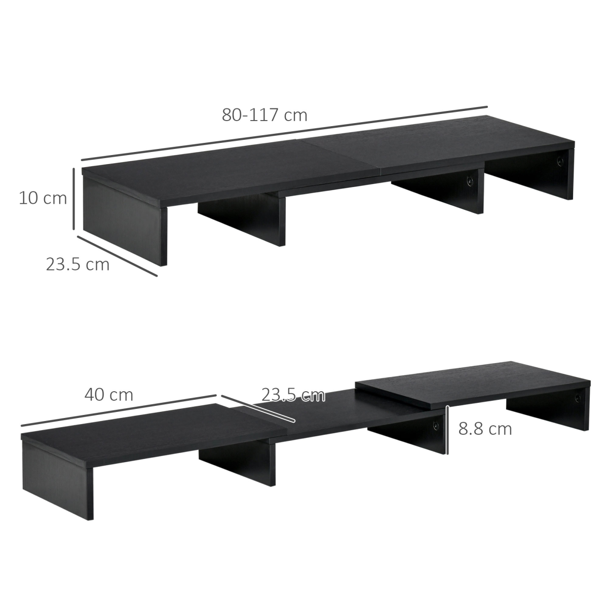 Monitor Stand Screen Riser w/ Adjustable Length for Two Laptop Max Vinsetto