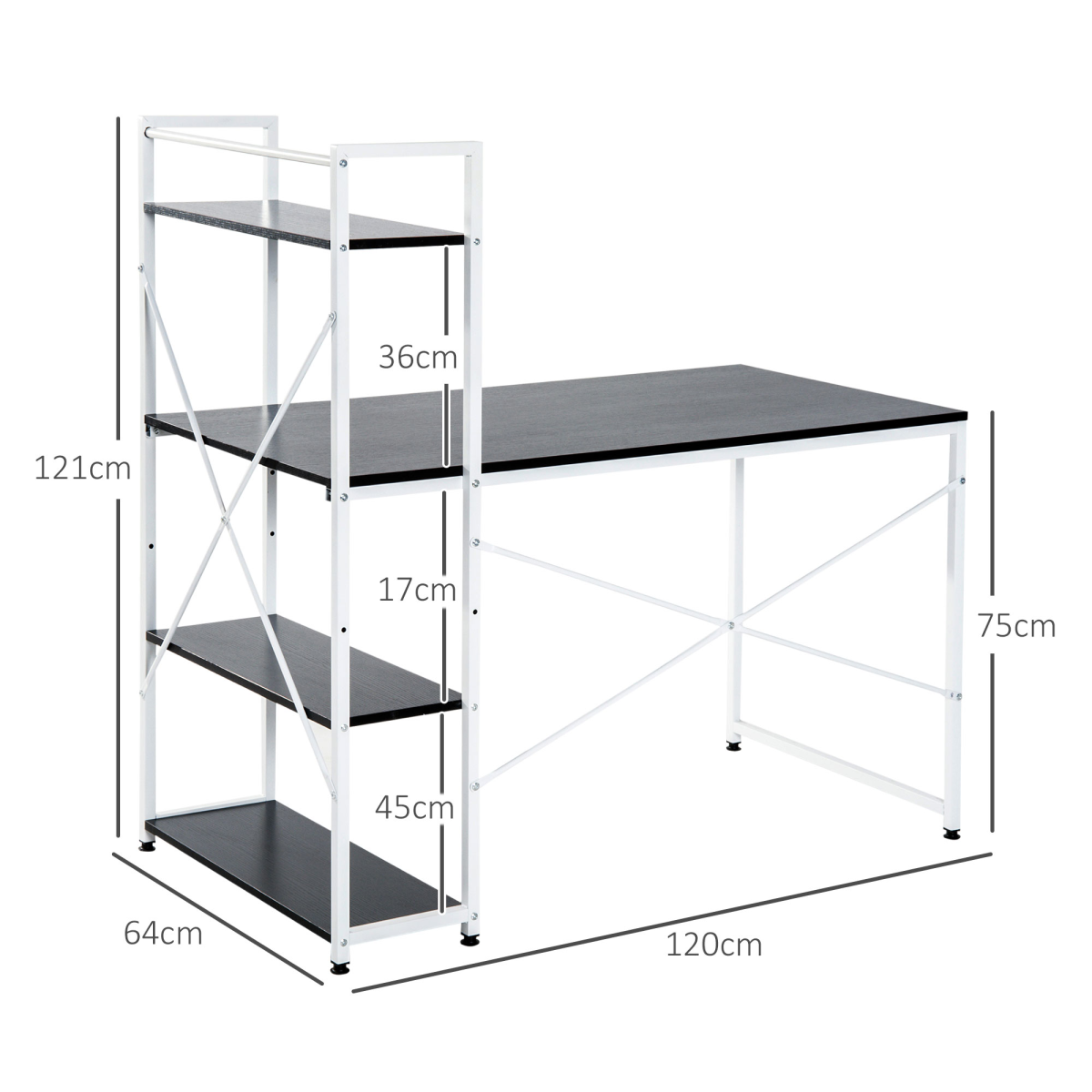 Computer Workstation Metal Frame-White/ Black Colour