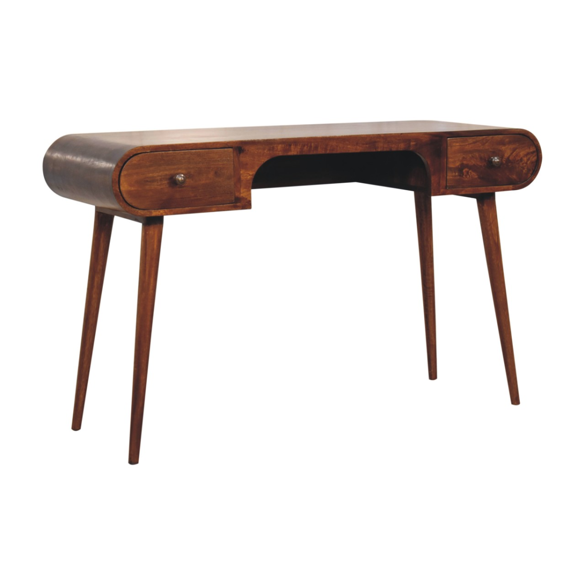Artisan Furniture Solid Wood Chestnut London Arch Writing Desk, 2 Drawers, Dark Brown