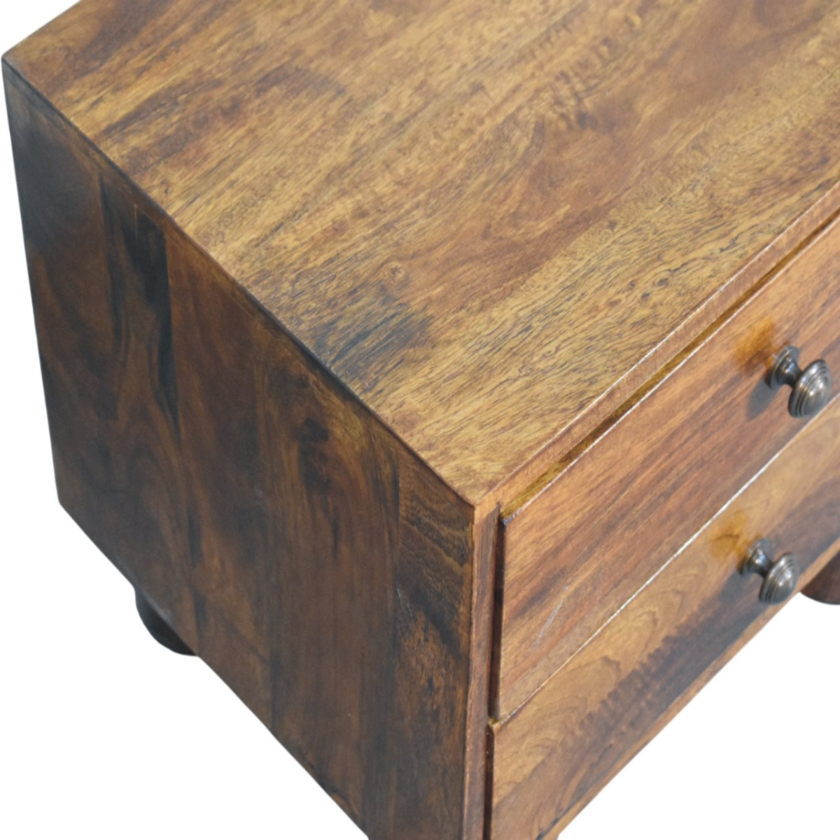 Artisan Furniture Solid Wood Tula Chestnut Nightstand, 2 Drawers, Dark Brown