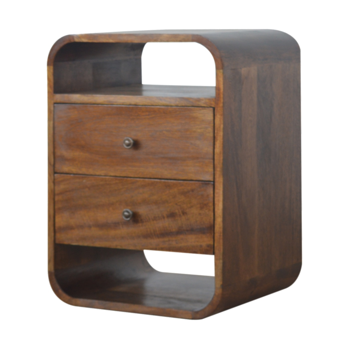 Artisan Furniture Solid Wood Chestnut Curve 2 Drawer Bedside
